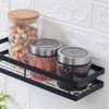 Kitchen Spice Jar Rack Seasoning Bottle Bracket Shelf Supplies Storage Black Home Organizer With Hooks Bathroom Holder 211112