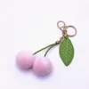 10 pezzi/lotto portachiavi da donna ciliegia con foglie portachiavi peluche carino sacchetto di frutta decorazioni pendenti per accessori per ragazze