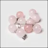 Charms Risultati dei gioielli Componenti Pietra naturale Quarzo rosa Opale Occhio di tigre Turchese Forma a sfera Pendenti in cristallo nero bianco per collana