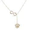 Elegant infinity lotus charm hänge halsband silver guld färg mode blomma smycken trevlig present till tjejer Böhmen halsband