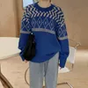 Mode OL Dicke Warme Vintage Print Pullover Frauen Tops Herbst Winter Elegante Formale Gestrickte Pullover und Pullover 210421