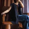 ジョニーチャービンテージパッチワーク女性服ベストVネックカジュアル秋のレジャーレトロな大きなポケットベスト210521