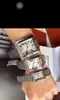 Marque de luxe femmes hommes montre mécanique automatique plein diamant CZ numéro romain cadran montre-bracelet Couple Date montres en acier inoxydable