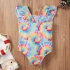 Costume da bagno per bambini Summer Girl Costumi da bagno Stampa a colori Abbigliamento da spiaggia infantile per 0-5 anni 210515