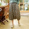 Johnature Frauen Hohe Taille Harem Hosen Drucken Floral Baumwolle Hosen Frühling Elastische Taille Lose Vintage Casual Hosen 210521