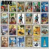 Tintin мультфильм металлический знак железа настенные настенные налет металл старинные пабы детская комната домашняя ремесло декор ретро плакат 30x20cm