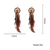 Dangle Lustre AMORCOME Bohème Plume Long Gland Boucles D'oreilles Pour Les Femmes En Cuir Marron Géométrique Ronde Pendentifs Suspendus Bijoux Kirs22