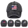 Brandon Ball Hat에 가자 Hot Anti Biden 재미있는 유머 야구 모자 Snapbacks 미국 국기 스타 줄무늬 FJB 인쇄 데님 모자 트럼프 2024 정치 의상 G80UARV WHT0228