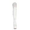 2021 Lady Koyun Patent Deri Şövalye Çizmeler Kare 14.5 cm Tıknaz Med Topuklu Katı Fermuar Platformu Uyluk-Yüksek Patik Yuvarlak Toes Uzun Diz Düğün Ayakkabı Büyük 34-45