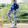 Szydełka Koronkowa Patch Polkadot Print Tummy Control Sports Spodnie Kobiet Stretch Oddychające Legginsy Fitness 210521