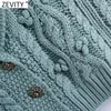 Moda donna Ball Appliques Crochet Twist Maglione lavorato a maglia Donna senza maniche Gilet casual Chic Cardigan Top S677 210416