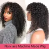 Long Wavy Kinky Curly Short Wigs With Bangs perruque 1B Color Afro Curly Wigs With Bangs Synthetic Wigsfactory direct