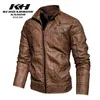 Autumn Winter Men's Motorcycle Leather Jacket Lining with Velvet Leather Coat 211111