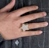 Męskie lodowane 3D złoto Super Star Pierścienie Mikro Pave Cubic Zirconia 14K Gold Gold Symulowane diamenty Diamenty Hip Hop Pierścień z prezentem 314B
