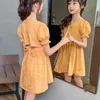 Summer Light Dresses Koreansk stil Plaid Princess Kids Clothing Girl Clothes for Girls 210528