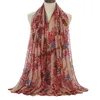 Étnico impreso bufanda floral mujeres largo viscosa chalas y envoltura señoras hijab bufanda cálido pashmina foulard mujer bandana