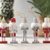 1 set jul trä docka hem dekor nötknäppare hänge kreativ glittrande pulver prydnad för Navidad 210910