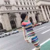 Robe en tricot pour femmes d'été Chic coréen rayé sac mince hanche pull bas femme femmes GD211 210506