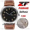 ZF ZF448 00448 California 3 Days P 3000 carica manuale orologio da uomo meccanico cassa in acciaio 47 mm quadrante nero cinturino in pelle marrone Super Ed2570