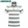 Homens verão moda polo camisa homens casual feriado escritório botão listrado respirável slim curto polos camisa homens m-4xl 210707