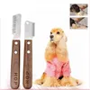 Coltello di rimozione spargimento acciaio inossidabile manico in legno pettine per peli di cane strumento per toelettatura forniture per animali domestici