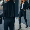 Faux Suede Jacket Kvinnors Motorcykel Lapel Stilig Jacka Fall Ladies Solid Fransed Short Coat Women Jackets