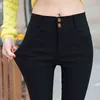 Spring and autumn Korean version of nine-point leggings women wear thin tight high-waisted small pants black long 210429