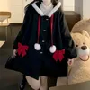 Dameswol Blends Kerstmis Rood wollen Haped Coat Vrouwen herfst Winter 2022 Japanse mode midden-lengte dikke jassen Dameskleding Ber
