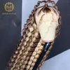 Koronkowe peruki głębokie fala czołowa perukę kolorystyczną rozróżnianie ludzkich włosów naturalne kobietę dla czarnego miodu przezroczyste