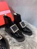 Kvinnor högkvalitativa stövlar fotled stövlar äkta läder skor mode skor vinter fall mode stövlar med låda EU: 35-40 012