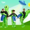 Impermeabile Divertente Puntelli Halloween Alien Blow Up Party Pieghevole Cartone Animato Gonfiabile Costume Trasporto Umano Unisex Adulto Bambini Q0910