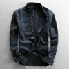 Mężczyźni Bawełniana Koszula Pościel Formalna Retro Chiński Styl Z Długim Rękawem Mandarin Collar Casual Koszule Soft Comfort Odzież Plus Size 7XL G0105