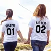 Frauen Sommer T-shirt Freunde T Shirt Schwester 01 02 Print T Kurzarm Tops Casual