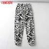 Tangada Women Pants Cargo Animal Print Strethy Waist Pants Loose Trousers Joggers Female Sweatpants Streetwear CH11 210609