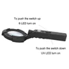 6X Microscope Loupe Handheld Magnifier Outdoor Multifunction Magnifying Glass with Compass Map Book Reading 6 LED UV