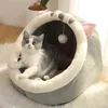 Półstrany kot łóżko mat zima ciepły dom namiot miękki kosz do pet dla małych przytulnych kotów jaskiniowe łóżka 211111