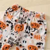 Ensembles de vêtements pour bébés Tenues pour filles Vêtements pour bébés Costumes d'Halloween Printemps Automne Coton Barboteuses à manches longues Pantalons évasés Pantalons Bandeaux