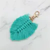 Leaf Weaving Rainbow Keychains Jewelry for Women Boho Handmade key Holder Keyring Macrame Bag Charm Car Hanging Jewelry7462124