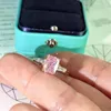 Choucong Ins Top Sell Wedding Ring Handmade Luxury Jewelry Solitaire Princess Cut Pink Pink Topaz Diamond Eternity Statement Women Enga3445073