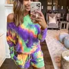 Fashion Jumpsuit bodysuit women Tie-dye printed Playsuits fashion home casual shorts suit Women two piece Playsuits jumpsuit 210514