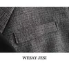 Weasay Jesi Женский костюм обрезанный Blazer + юбка моды офис леди карманные украшения пэчворк Blazer костюмы с юбкой 210930