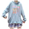 Kvinnors Tröjor 2022 Kvinnor Söt Sweatshirt Höst Harajuku Kawaii Print Långärmad Pullover Casual Sudaderas Para Mujer