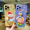 Lambskin three dimensional doll Snowman duck phone cases for iphone 11 12 pro max xr xs x 7 8 plus
