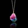 Colar de pingente de cristal colorido transparente natural gemstone sinuoso pingente de pedra clavícula de pedra