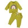 0-3y herfst winter peuter baby geboren baby meisjes kleding set regenboog lange mouw top ruches broek outfits kleding 210515