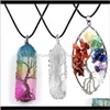 Rock Reiki 7 Life Necklace Tree of Life Necklace Pendant Rainbow Crystal Quartz天然宝石