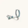 Boucles d'oreilles en pierre turquoise 3PCs pour femmes 925 Sterling argent bijoux boucles d'oreille trèfle trèfle rond hoop piercings pendientes