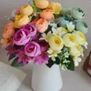 Dekorativa Blommor Kransar 10 Huvud Lila Snowflake Rose Knoppar European Home DIY Floral Bröllop Små Bunch Fake Artificial Q65