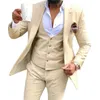 Abiti da uomo casual slim fit 3 pezzi giacca beige con pantaloni gilet smoking da sposa moda maschile per testimoni dello sposo 2020 X0909