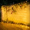 Saiten LED Net Licht 3 * 2m 6 * 4M Mesh Fairy String Weihnachtsgirlande Fenster Vorhang Eiszapfen Für Party Hochzeit Urlaub